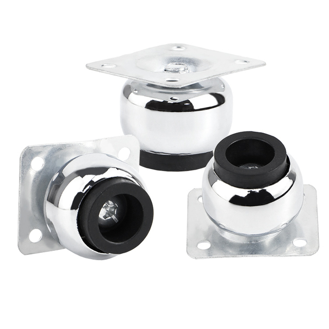 Mini Style M&oslash;bler Krom Plate Jern Bord Ben Sofa Skap Ben Med Svart Gummi 