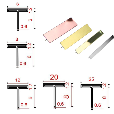 304 RVS sluitstrip T-vormige sierstrip