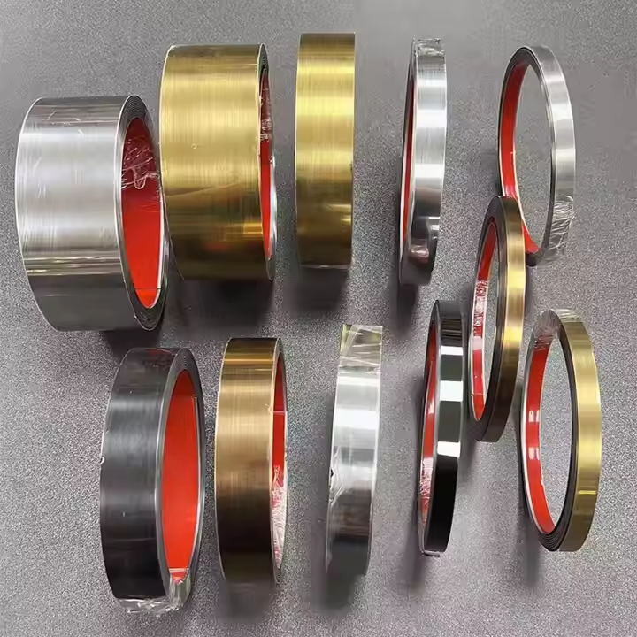 Орнату оңай желім тот баспайтын болаттан жасалған жолақ Алтын сәнді металл жалпақ жолақ орамының әрлеуі